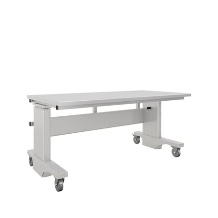 Bostontec Manual Height Adjust Workbench, 30"d X 60"w, 1,200 lb cap, Laminate Top, w/Casters, Black AFH3060-FD30C-3M3060 - B